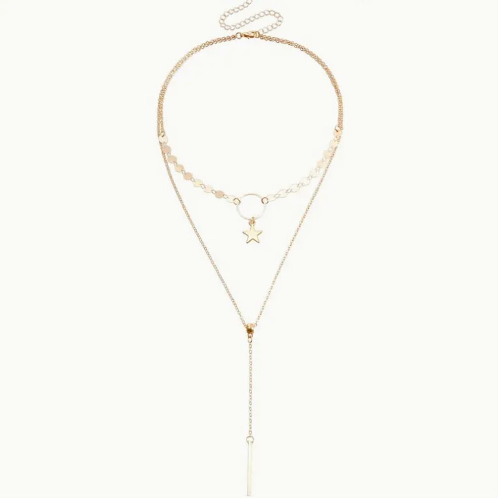 Free People ⭐️ Gold Star 2 Layer Choker Necklace - Picture 5 of 7